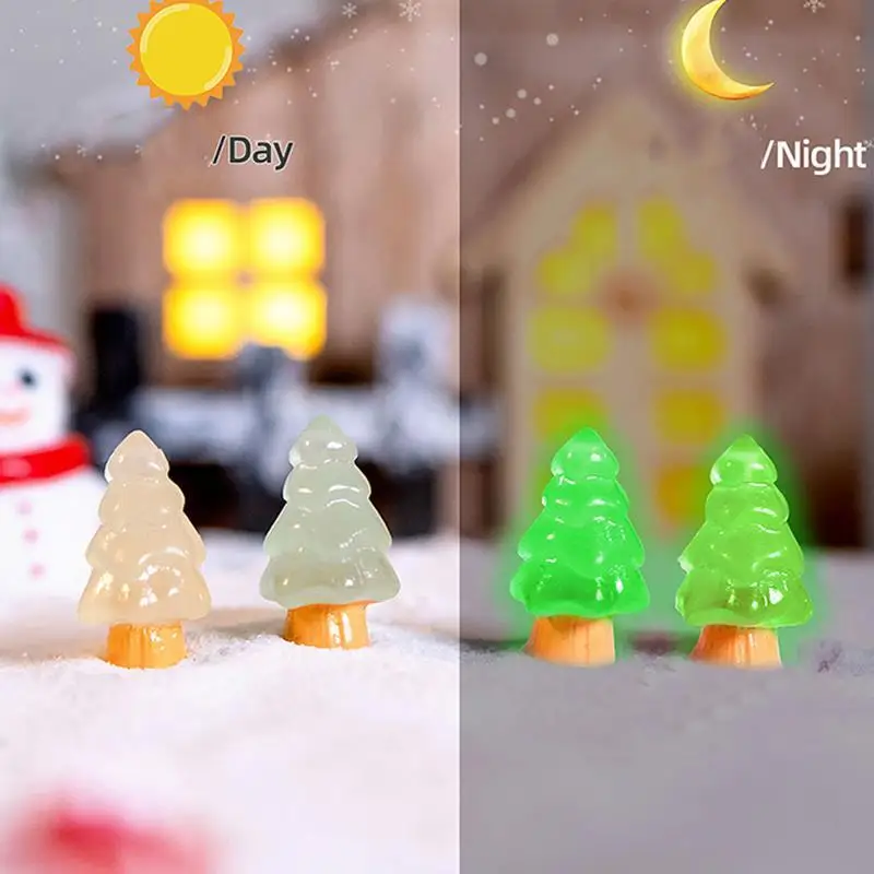 Description Picture 5 of item10Pcs Luminous Tree Christmas Ornament Plants Micro Landscape Figure Glowing Miniature Statue Potted Mini Garden Accessories