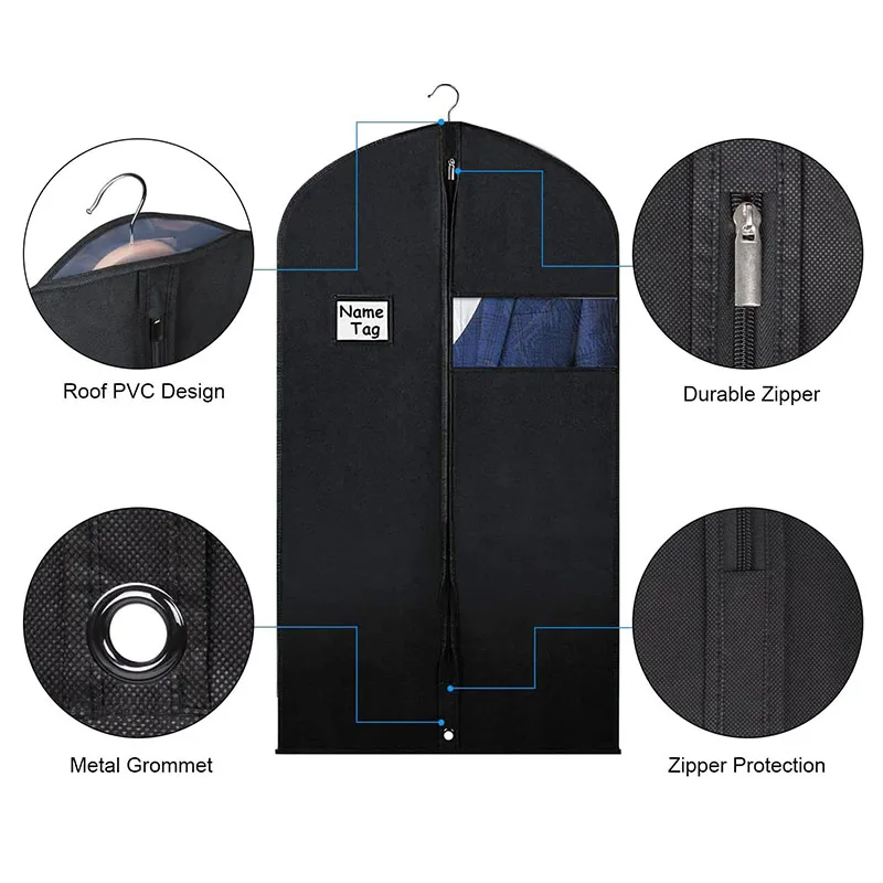 Dustproof Clothing Covers Waterproof Clothes Dust Cover Coat Suit Dress Protector Hanging Garment Bags Closet Organizer - 4