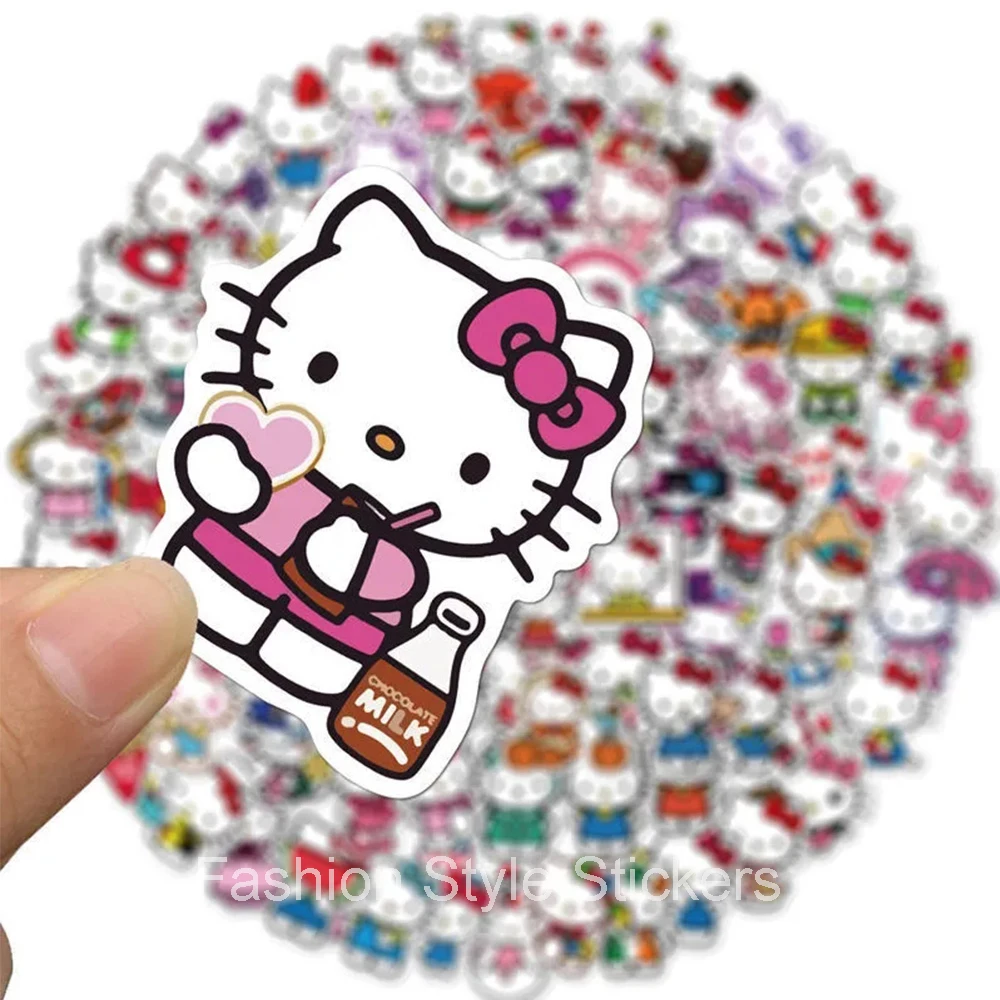 10/30/50/100pcs Hello Kitty Sticker Kawaii Girls DIY Guitar Skateboard Laptop Waterproof Anime Cute Decals Sticker for Kids Toys