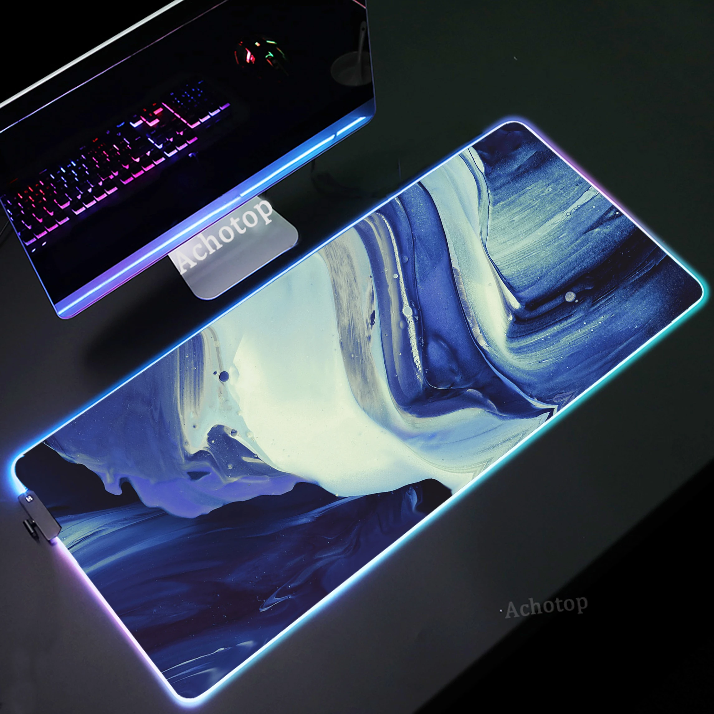 

RGB Strata Liquid Gamer Mousepad Speed Keyboard Mousemat Game Accessories Mouse Pad Large LED Backlight Luminous Mouse Mats