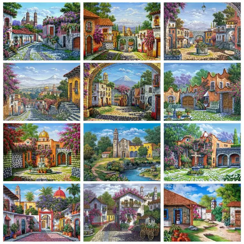 

CHENISTORY Picture By Number House DIY Painting By Numbers Landscape For Adults Kids HandPainted Gift Home Decoration