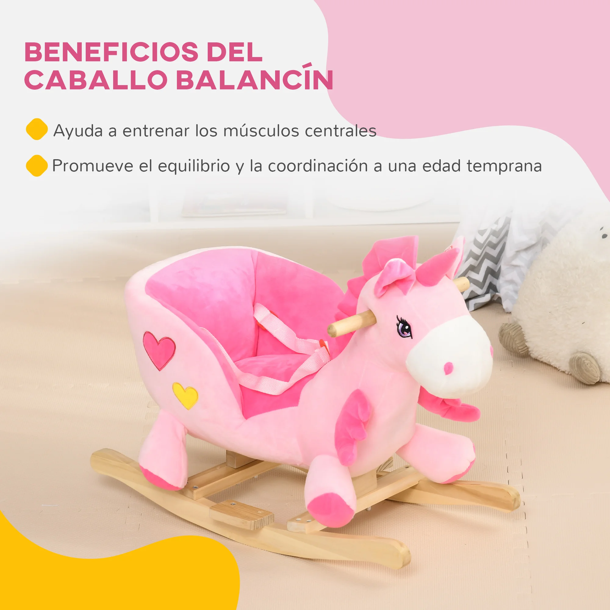 Rosa Toys R Us Caballo Balancin Rocking Horse Homcom Cavallo