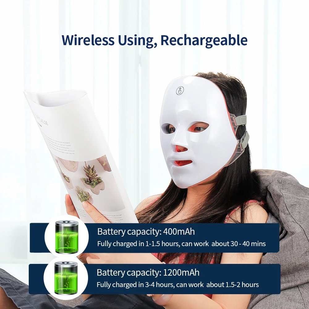 Neck anti wrinkle mask Facial neck mask Led facial mask 7 Colors Photon Facial LED Mask Red Light Therapy Anti Aging Face Neck Beauty Mask Relaxation Treatment Anti-Wrinkle Skin Care
