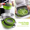 Silicone Round Folding Vegetable Fruits Washing Drain Basket Collapsible Colander Strainer Basket Kitchen Gadgets 3