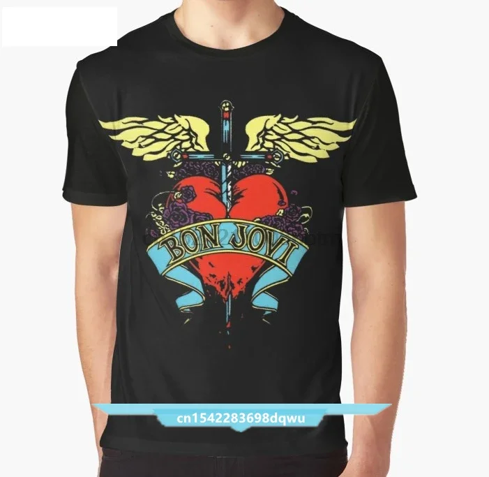 Camiseta con estampado 3D para hombre y mujer, camisa divertida con gráfico de BON JOVI 2020 URANG