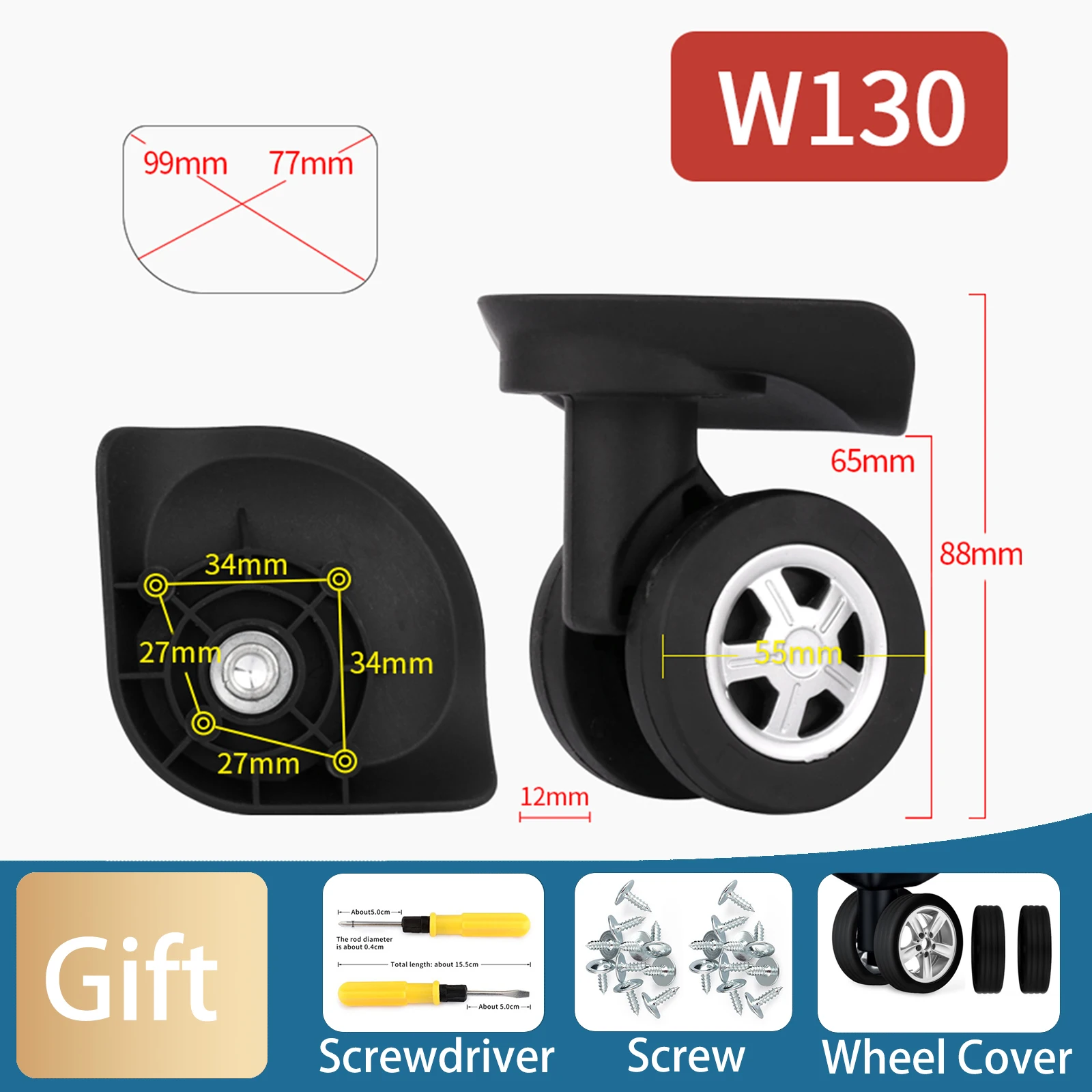 W130 Travel Suitcase Universal Wheel Suitcase Noise Reduction Silent Luggage Repair Set Suitcase Set Wheels For Suitcase Carrier