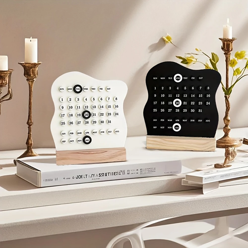 Calendario da tavolo manuale creativo in legno, settimanale regolabile, mese, data, calendario, ornamento da tavolo, decorazione della stanza delle attività domestiche - immagine 5