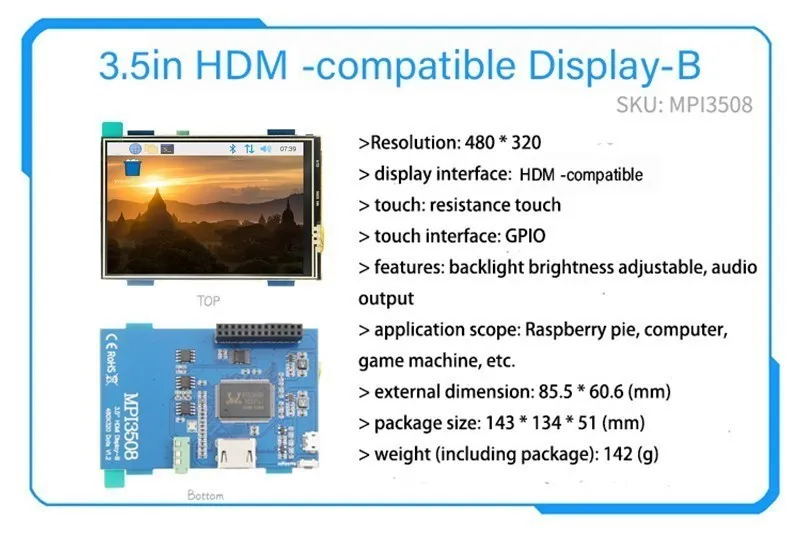 Módulo de Tela Lcd de Toque de Polegada Suporte para Raspberry pi 3b Mais b 2.4 2.8 3.2 3.5 10. - Imagem 4