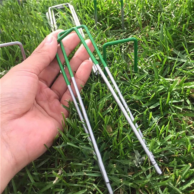 10 db Kerti U Csapok Acél Horganyzott Fél Zöld Műfű Gyepek - Image 6
