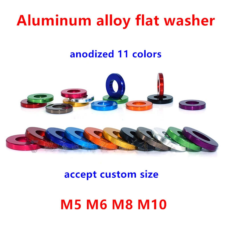 10pcs M5 M6 M8 M10 Aluminum Alloy Corlor Bushing Washer Anodized