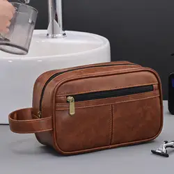 Men's Luxury Vintage Hanging Toiletry and Cosmetic Organizer (Brown)