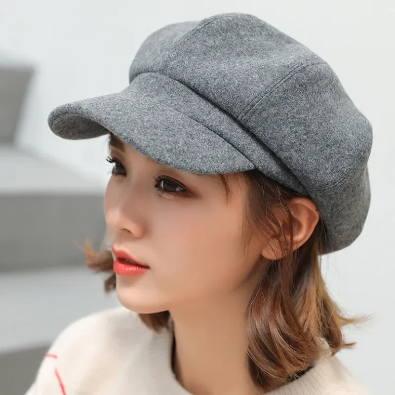 Cappelli autunno inverno per le donne Solid Plain ottagonale