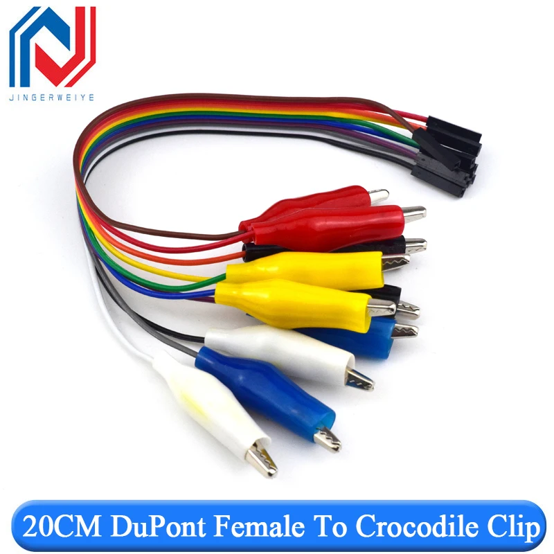 20cm 30cm 10pin Double-end Alligator Clips jump Wire Male Female Crocodile Clip Test Lead Jumper Wire Line Cable DIY Connection