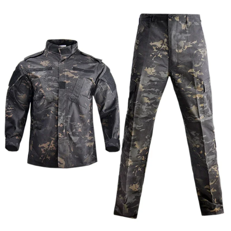Tactical Camouflage Combat Uniform Set for Men - Shirt & Pants Suit for Airsoft and Hunting