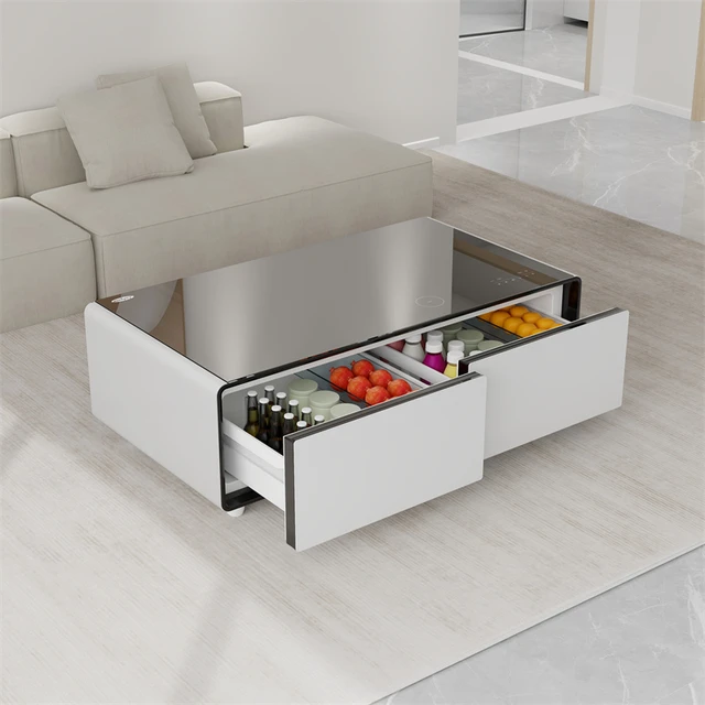 Smart Couch tisch mit Kühlschrank Minibar Kühlschrank Schublade kabelloses  Laden