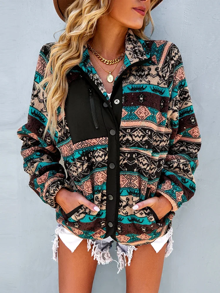 

KHALEE YOSE Vintage Boho Floral Printed Jacket Hippie Chic Autumn Winter Women Jacket Long Sleeve Button Ladies Jackets Coats
