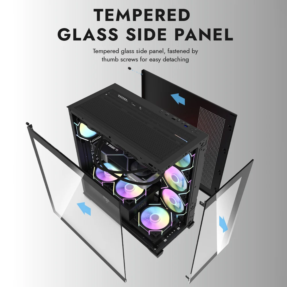 Aigo AS900 PC Case 270&deg; Panoramic Design ATX M-ATX ITX Sea View Room Side Transparent Desktop Chassis Diy Gaming Computer Case pc case pc chassis computer chassis frame