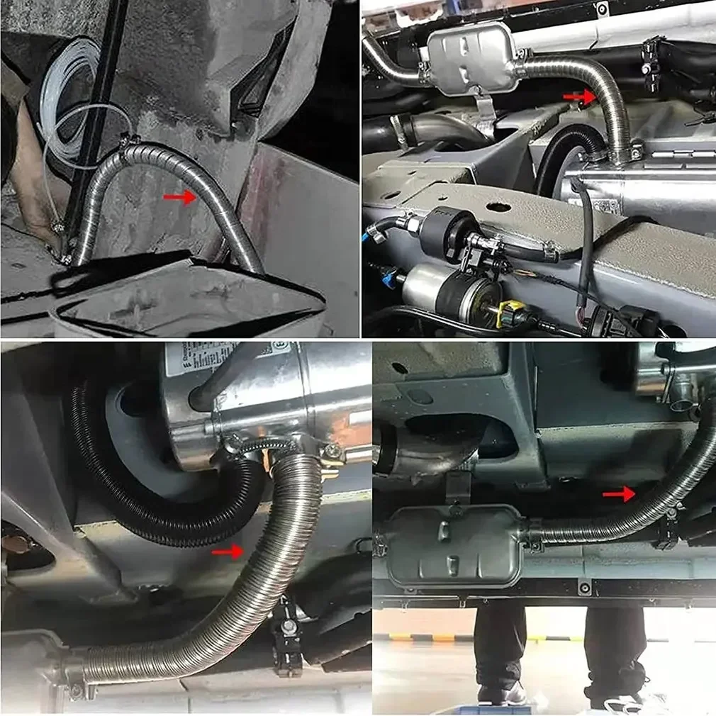 Diesel Heater Exhaust Pipe 15cm/20cm with 2 Clamps for Car Auto Air Parking Heater