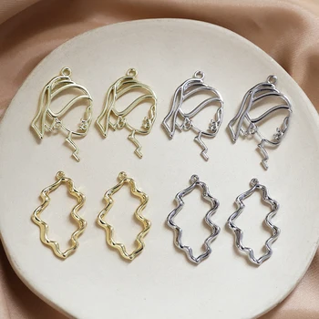 1 pz lega faccia linea faccia laterale semplice onda cava ciondolo gioielli fatti a mano fai da te orecchini collana accessori materiale Charms 1