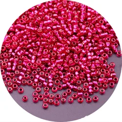 Luxurious Handmade Embroidery & Jewelry Craft Beads - Silver Glass Rice Beads - 1.5mm 1440pcs (Deep - rose red8)