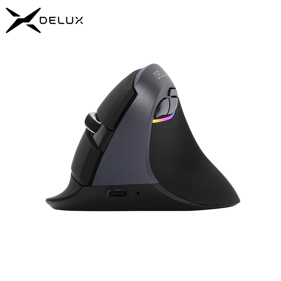 Delux-Souris verticale sans fil M618 Mini BT 4.0 + 2.4GHz, ergonomique,  aste, silencieuse, pour ordinateur