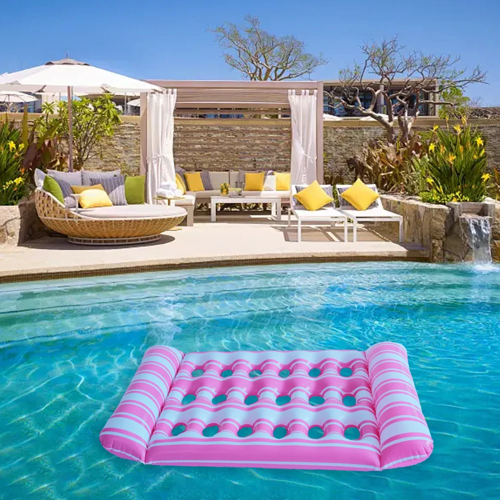 Inflatable Floating Bed Portable Floating Lounger Air Mattress Foldable Swimming Pool Air Mattress Outdoor Swimming