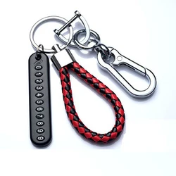 Stylish Men's Woven Leather Keychain with Trendy Pendant Design (Style 4)
