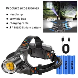 Rechargeable Waterproof LED Headlamp - Powerful Outdoor Portable Head Torch (WITH 18650 BATTERY)