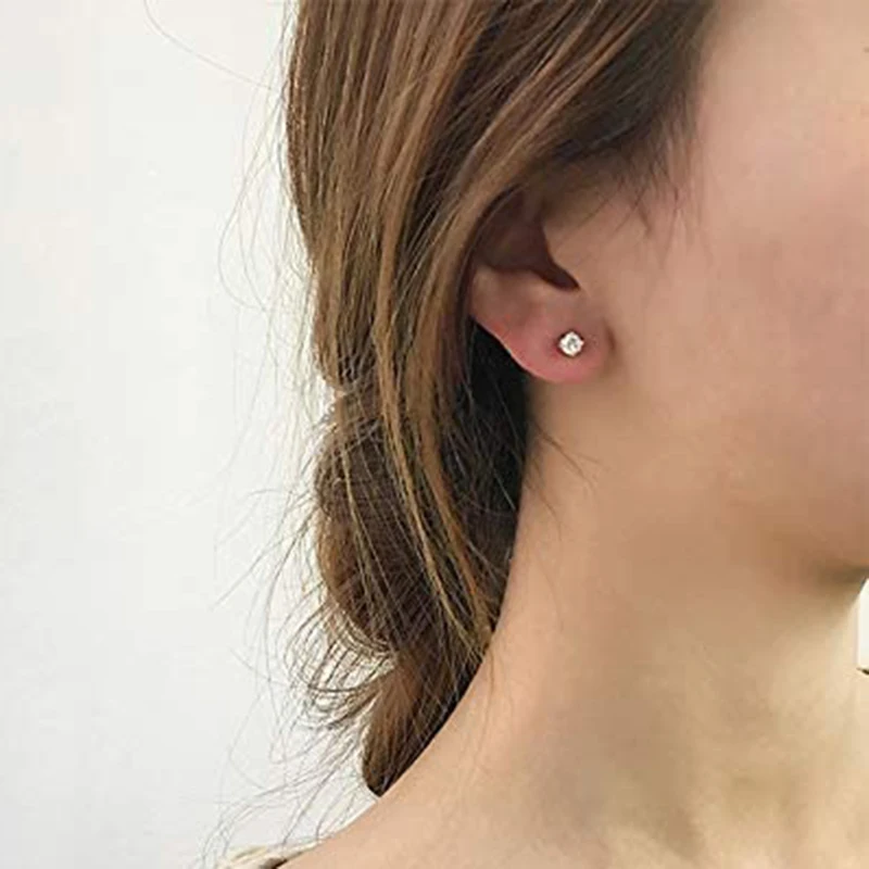 Aide Mini Crystal 925 Sterling Silver Stud Earrings For Women Girl 18k Gold INS Minimalist Piercing Party Gift