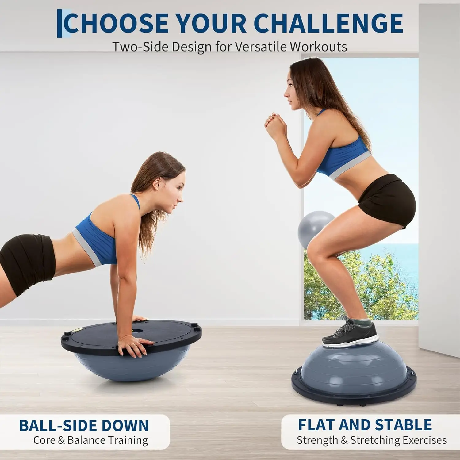 Halb-Balanceball-Trainer, halb Yoga-Übungsball mit Widerstandsbändern und Pumpe, Balance-Trainer, Trainingsgerät für das Home-Gym. – Detail 13