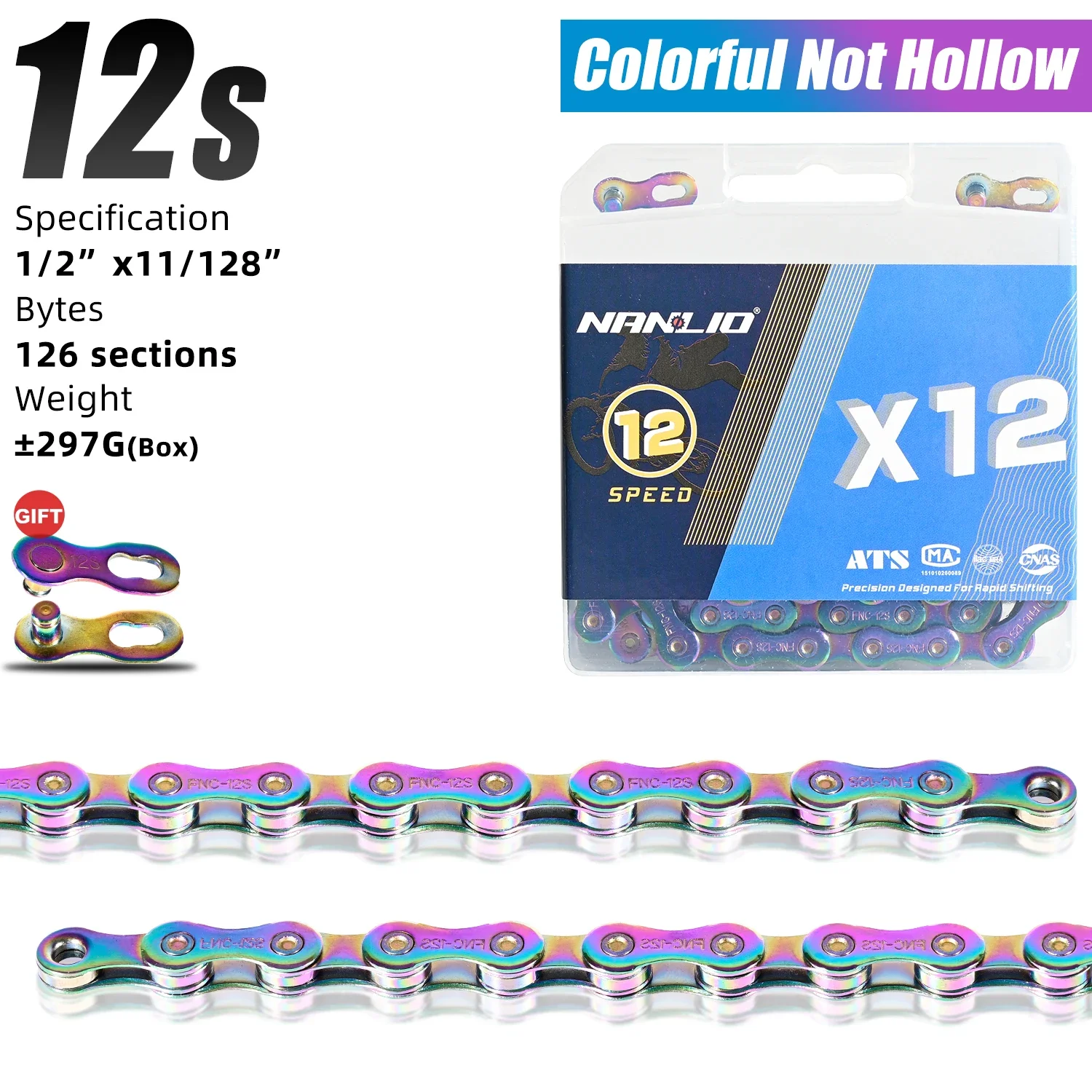 Nanlio X8 X9 X10 X11 X12 Speed Bike Chain 116/126L MTB Road Bicycle Chain