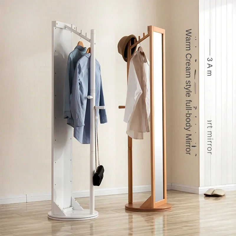 Floor Mirror Solid Wood Full-Length Mirror Household Multi-Functional  Hanger Clothes Frame Integrated Fitting Mirror - AliExpress