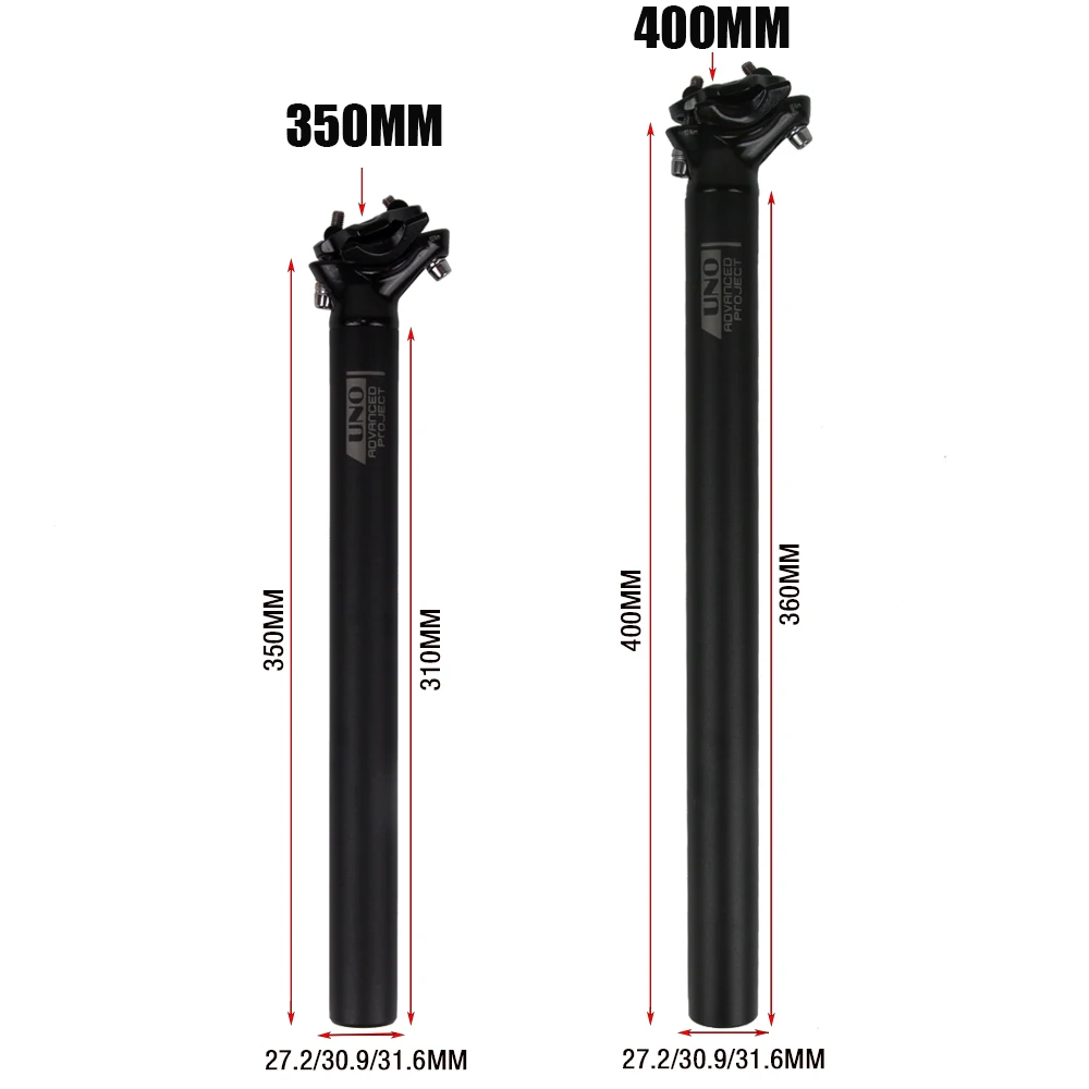 UNO Mountain Bike Seatpost 27.2/30.9/31.6MM 350/400MM Seat Post Tube Aluminum Alloy MTB Road Cycling Bicycle SeatPost Bicycle Pa