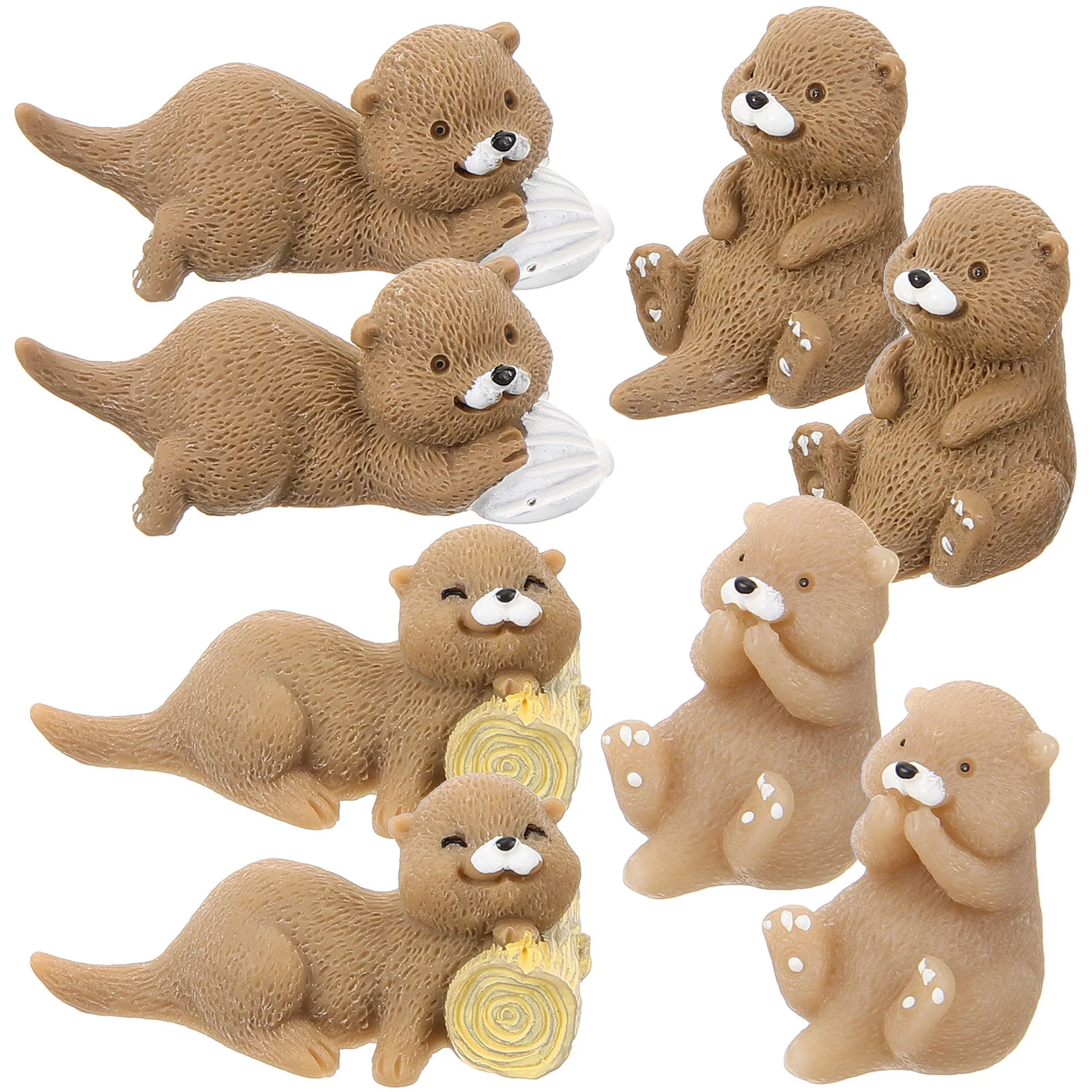 

8 Pcs Microlandscape Otters Statue Decor Small Ornament Miniature Figurine Moss Figurines Resin Decors Student