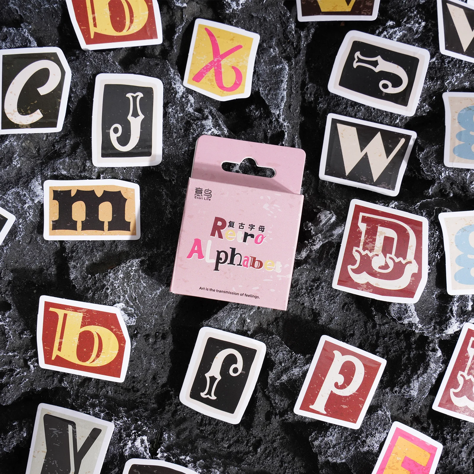 A-Z Vintage letter Stickers Mini boxed Adhesive Diy Sticker Gift Sealing Decorative Scrapbooking material 52 pcs