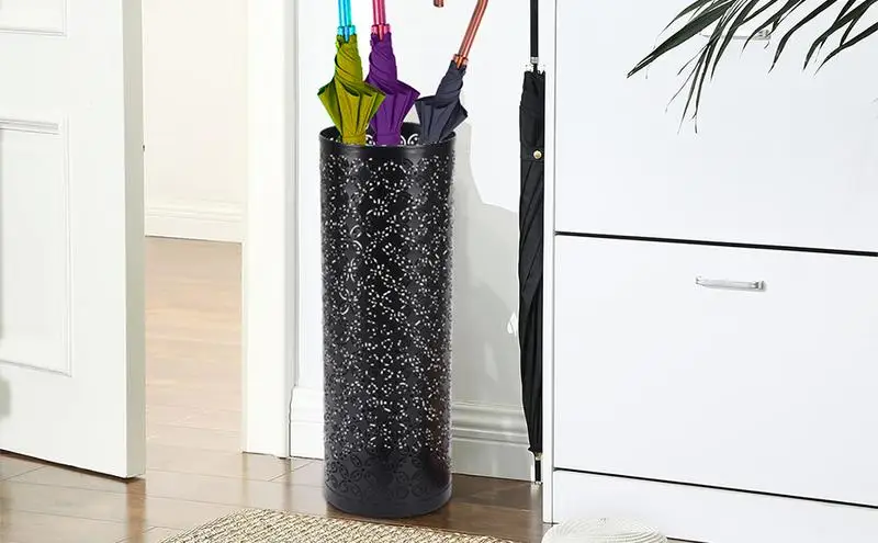

Metal Umbrella Holder Indoor Round Storage Bucket Home Supplies Walking Stick Stand Standing Bracket for Home Entryway Hotel