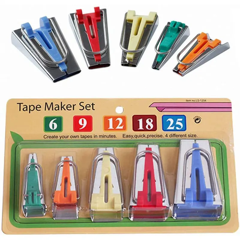 

1Set Bias Tape Makers Set Fabric Tape Maker Tool Set DIY Sewing Quilting Bias Binding Maker 6MM/9MM/12MM/18MM/25MM