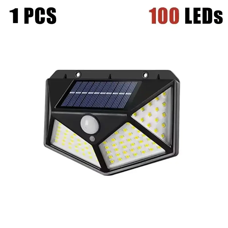 Solar LED Wall Light - 100 LED Outdoor Motion Sensor, Waterproof
