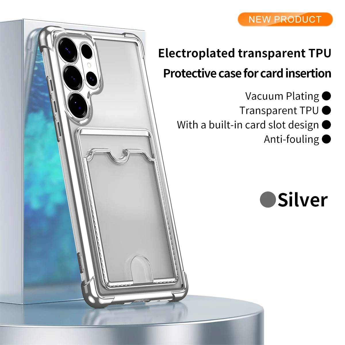 Multi-Function Card Holder TPU Soft Back Case Cover