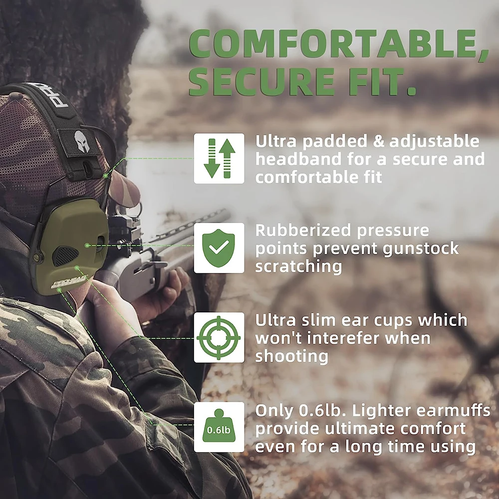 ZOHAN Electronic Shooting Earmuffs Hearing Protection Sound Amplification Anti-Noise Reduction NRR 23dB For Hunting Shoot Range 2