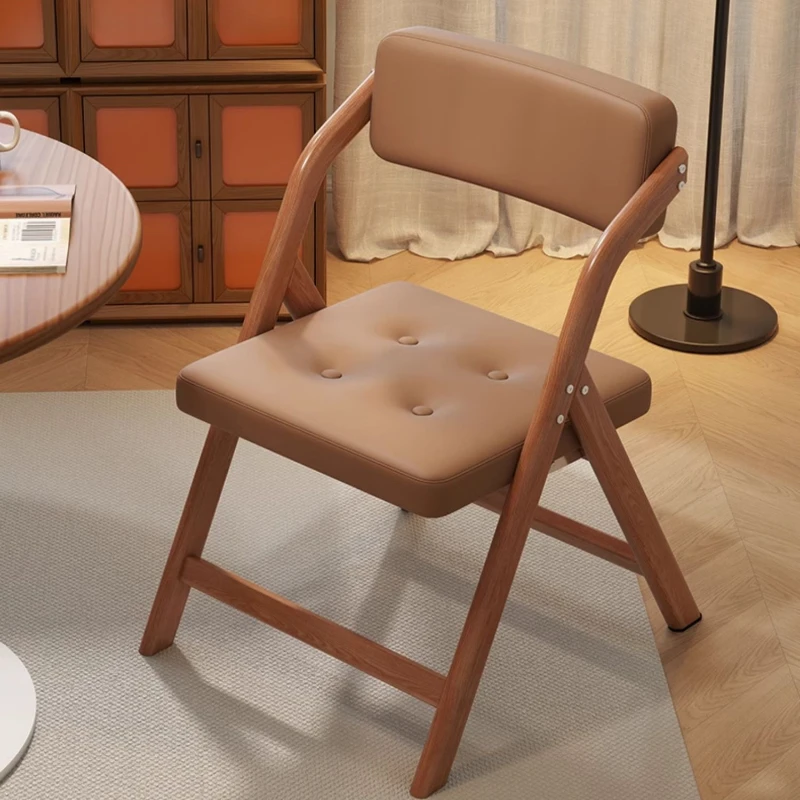 Simple Home Living Room Folding Chair Kitchen Backrest Dining Chair Furniture Space-saving Ironwork Study Office