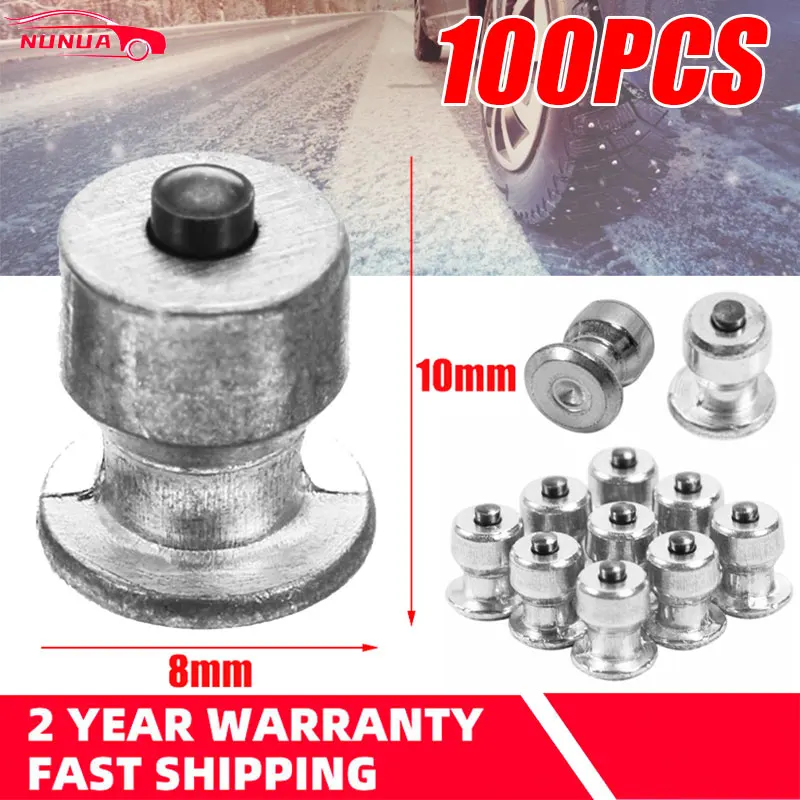 Wheel Tyre Studs 100Pcs Winter Car Tires 8x10mm Screw Snow Spikes for Shoes ATV Car Motorcycle Tire