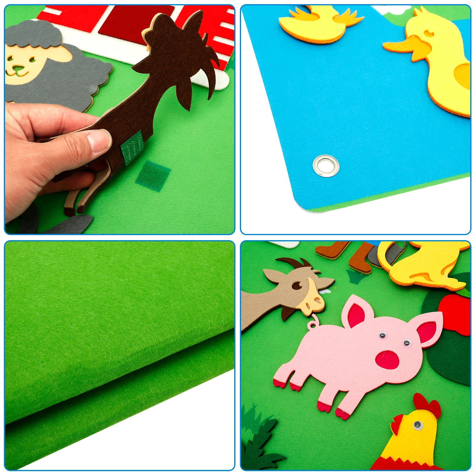 3.5Ft Children's Teaching Felt Board Farm Animals Felt-Board Story Set Early Learning Interactive Play Set Zoo Flannel Board