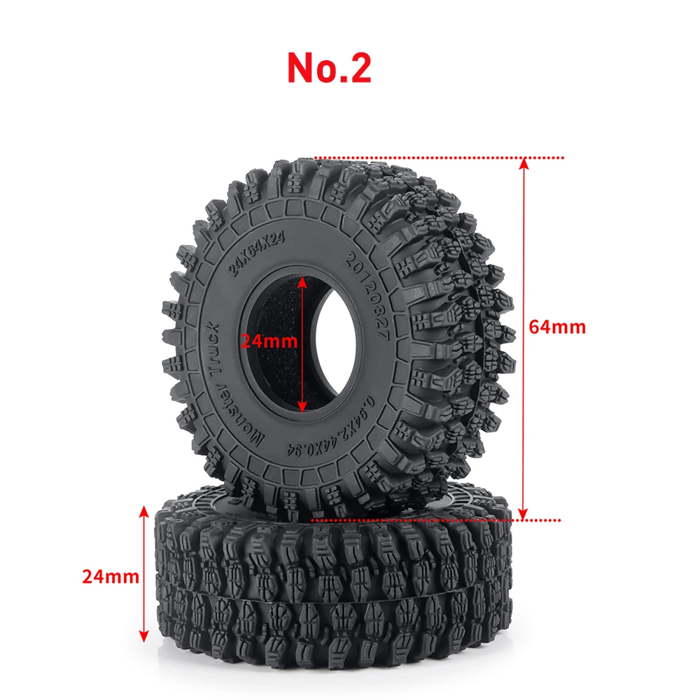 YEAHRUN 4PCS Mud Terrain Tires Wheels Rubber Tyres for 1/18 TRX4M Bronco Defender, 1/24 Axial SCX24 RC Micro Crawler Car