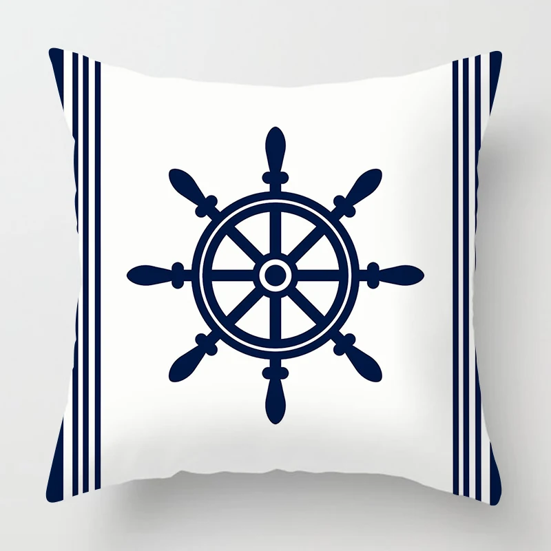 Nordic dark blue nautical series compass pillow cover home decoration sofa decoration cushion cover 45*45 can be customized 3