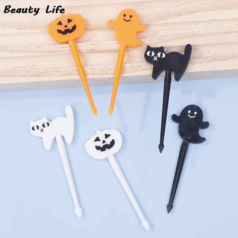 Fruit Fork Mini Cartoon 6/10/12Pcs Children Snack Cake Dessert Pick Toothpick Bento Mini Lunches Halloween Party Decoration fruit fork food picks food toothpicks