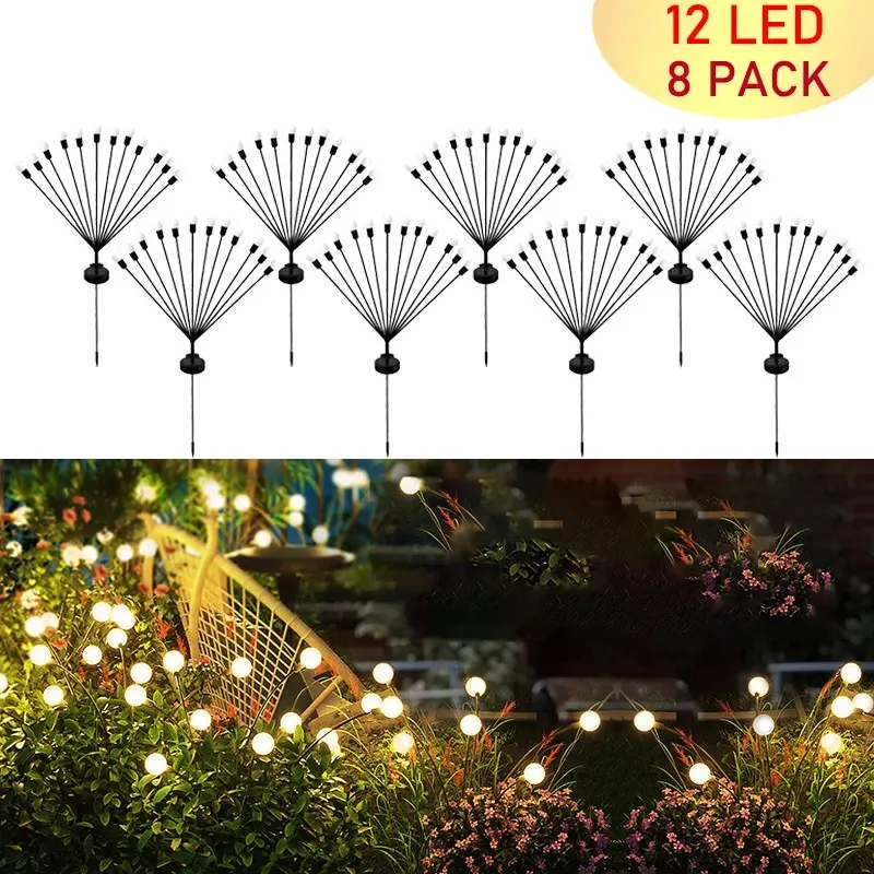 Solar Lights 12LED Firefly Firework Outdoor Waterproof Swaying Light for Yard Patio Pathway Decoration,Garden Light,Solar Decoration Light