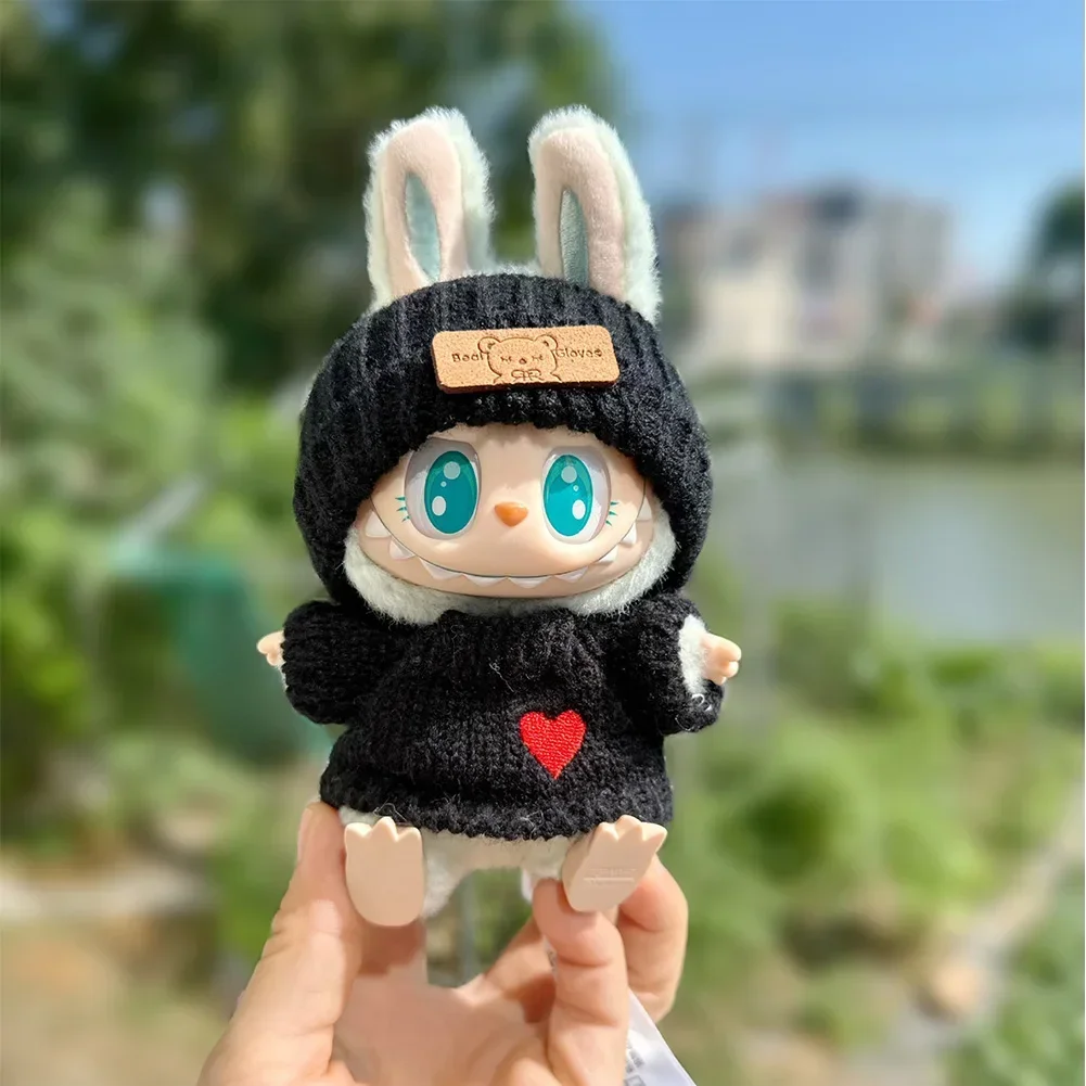17cm Mini Plush Doll'S Clothes Outfit Accessories for Korea Kpop Exo Labubu Idol Flower Shirt Leather Jacket Skirt Clothing Gift 4