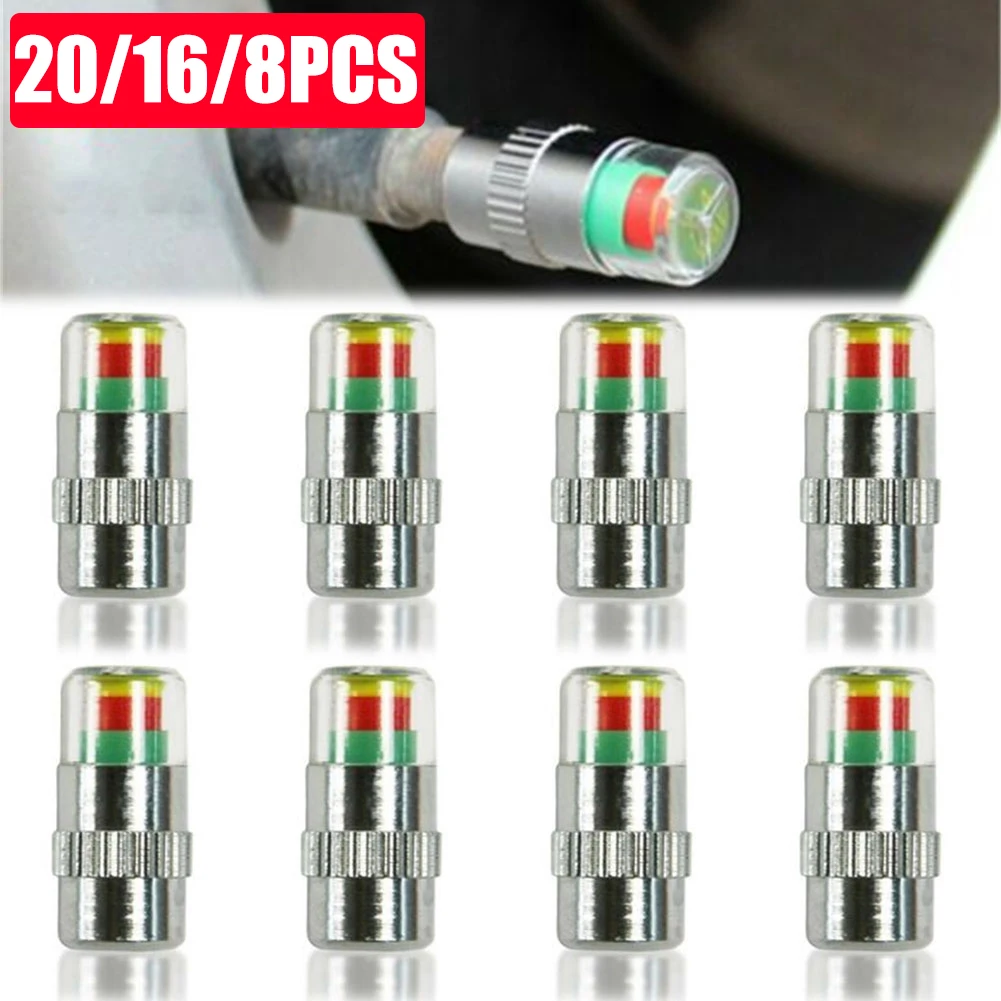 

20/12/8Pcs 2.4Bar Car Tire Pressure Guage Cap Sensor Indicator Alert Monitoring Tool Tyre Cap Indicator Alert Air Pressure Gauge