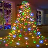 1.5M/2M/3M LED Ring Christmas Tree Tops Lights Decoration Tree Lights String for Patio Garden Outdoor Waterproof Waterfall Light 2